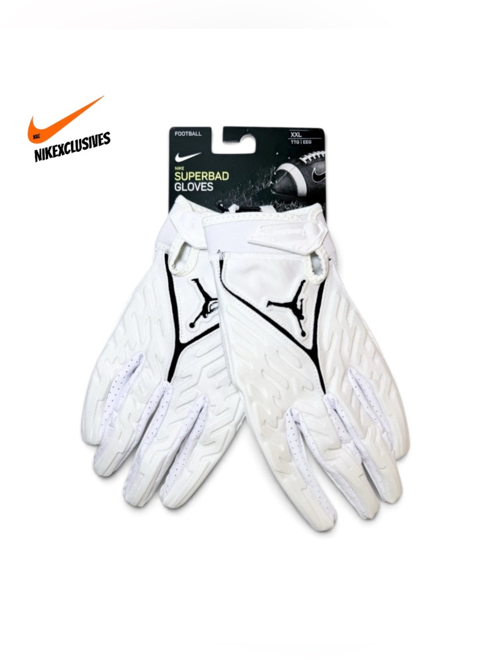 Jordan White Football Gloves with Black Jumpman